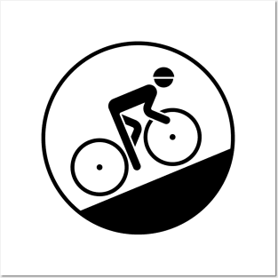 Cyclist Bicyclist Biker (Racing Bicycle / Uphill / Black) Posters and Art